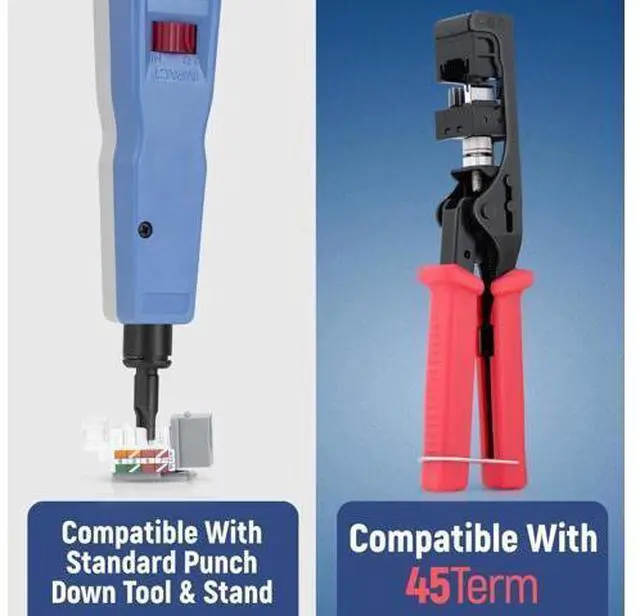 Alt view image 5 of 5 - Everest 45 Angled RJ45 Cat6A Keystone Jacks 10-Pack in Gray - Slim Profile Female RJ45 Connectors - Cat 6A Keystone Jack - Compatible with 45 Angled Speed Termination Tool - 45Term (B0BL3GS7ZY)