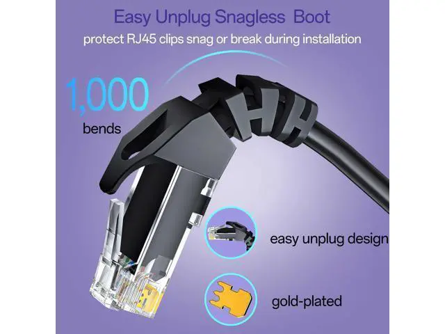 Alt view image 4 of 5 - Cat 6 Ethernet Cable 7FT 10Pack, Cat6 Ethernet Patch Cable 10Gbps, High-Speed UTP Cat6 Network Cable Pure Copper, Cat 6 Cable for Home and Office Network, Black