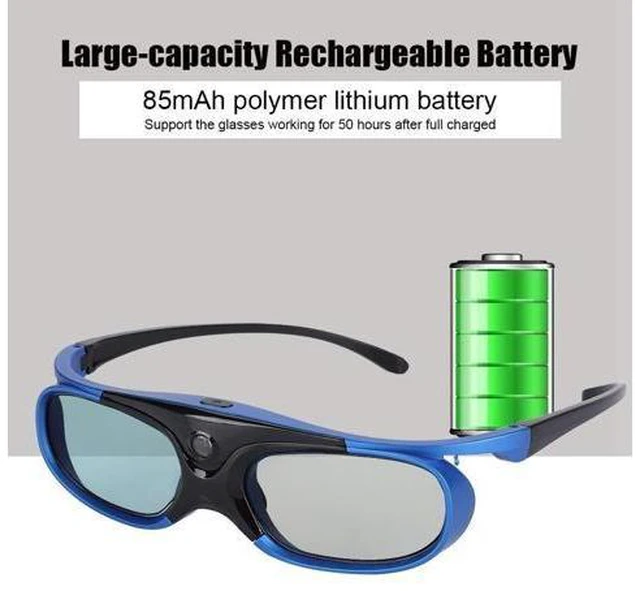 Alt view image 5 of 5 - Universal Active Shutter Type 3D Glasses,Portable3D Glasses for Nuts/for BenQ/for /for /for /for and Many Other DLP projectors