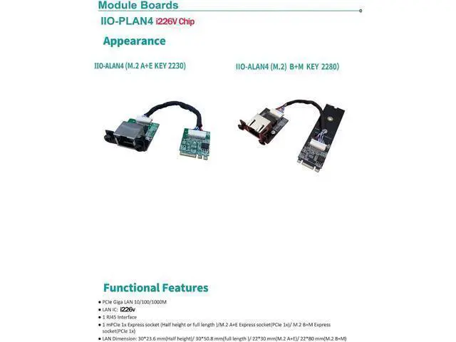 Alt view image 5 of 5 - WayPonDEV M.2 A E Key to 2.5 Gigabit Ethernet Module, i226V 2.5G Ethernet Server NIC Card, 10/100/1000/25000 Mbps RJ45 LAN, Multi-Gigabit M.2 Network Card, Support 2230 (20CM, i226 M.2 A+E Key)