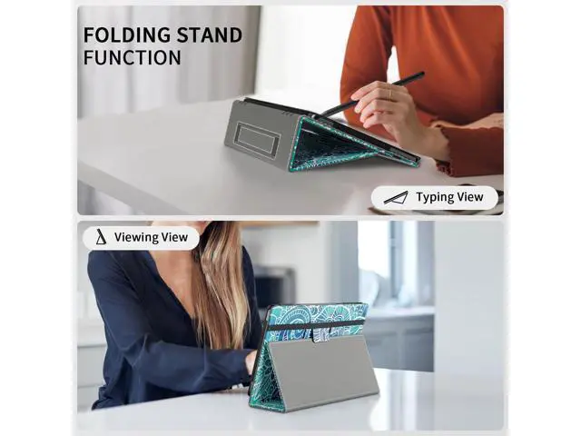 Alt view image 3 of 5 - VORI Case for All-New Amazon Kindle Fire HD 10 Tablet and Fire HD 10 Plus (13th/11th Generation 2023/2021 Release) - Slim Folding Stand Folio Cover with Auto Wake/Sleep & Hand Strap, Abstract Floral