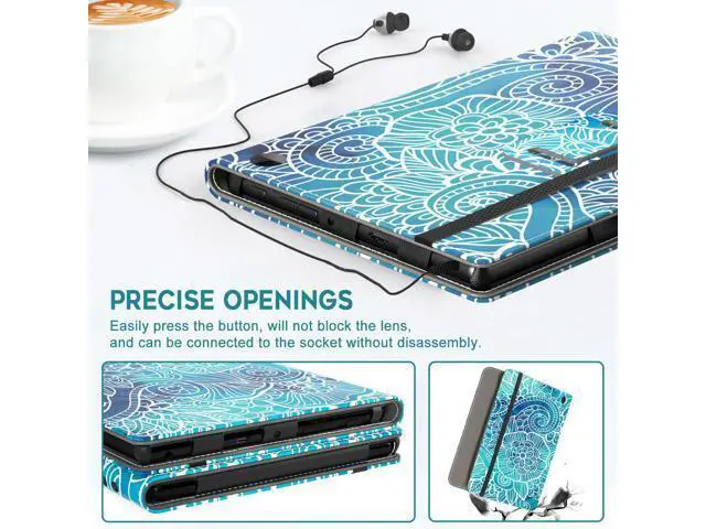 Alt view image 5 of 5 - VORI Case for All-New Amazon Kindle Fire HD 10 Tablet and Fire HD 10 Plus (13th/11th Generation 2023/2021 Release) - Slim Folding Stand Folio Cover with Auto Wake/Sleep & Hand Strap, Abstract Floral