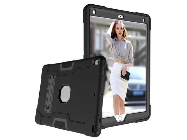 Alt view image 4 of 5 - Jaorty 3 in 1 Hybrid Case for iPad Air 3 10.5" & iPad Pro 10.5" - Heavy Duty Rugged Stand, Shockproof, Anti-Slip & Scratch, Black/Black
