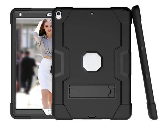 Alt view image 5 of 5 - Jaorty 3 in 1 Hybrid Case for iPad Air 3 10.5" & iPad Pro 10.5" - Heavy Duty Rugged Stand, Shockproof, Anti-Slip & Scratch, Black/Black