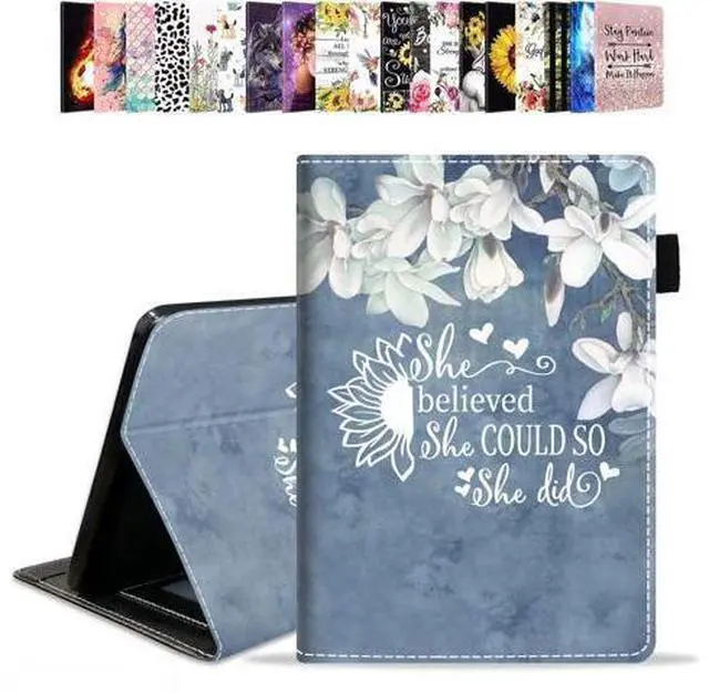 Main image of Case for Kindle Fire HD 8/Fire HD 8 Plus Tablet (12th/10th Generation, 2022/2020 Release), Inspirational Quote She Believed She Could So She Did Design PU Leather Folio Case with Smart Auto Wake/Sleep