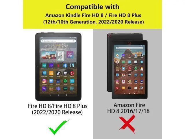 Alt view image 2 of 5 - Case for Kindle Fire HD 8/Fire HD 8 Plus Tablet (12th/10th Generation, 2022/2020 Release), Inspirational Quote She Believed She Could So She Did Design PU Leather Folio Case with Smart Auto Wake/Sleep
