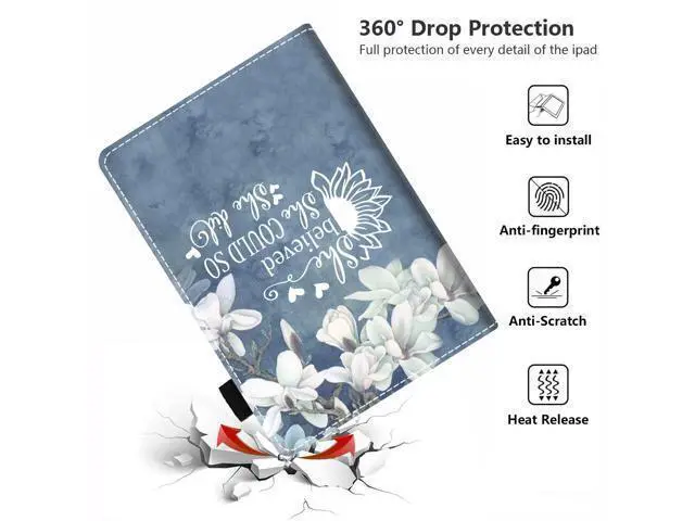 Alt view image 5 of 5 - Case for Kindle Fire HD 8/Fire HD 8 Plus Tablet (12th/10th Generation, 2022/2020 Release), Inspirational Quote She Believed She Could So She Did Design PU Leather Folio Case with Smart Auto Wake/Sleep
