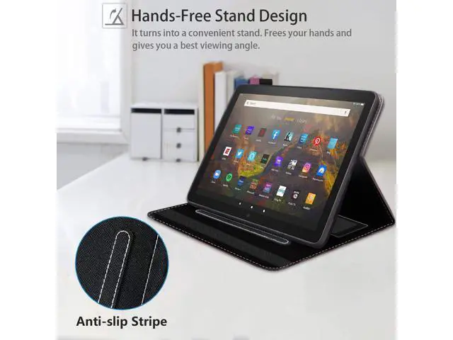 Alt view image 4 of 5 - Case for Kindle Fire HD 8/Fire HD 8 Plus Tablet (12th/10th Generation, 2022/2020 Release), Inspirational Quote She Believed She Could So She Did Design PU Leather Folio Case with Smart Auto Wake/Sleep