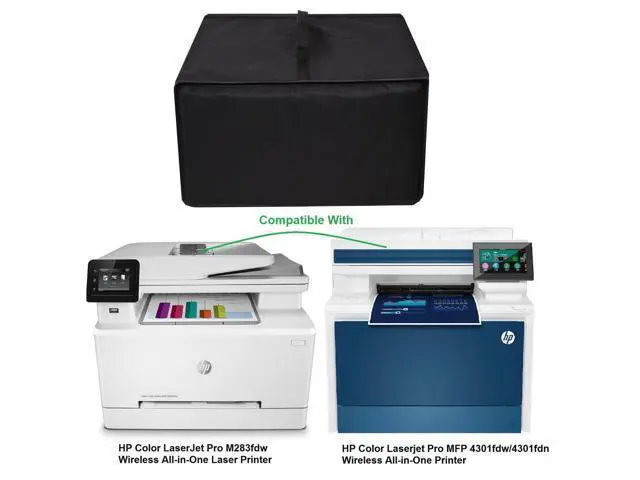 Alt view image 2 of 5 - Heavy Duty Antistatic Waterproof Nylon Fabric Printer Dust Cover sleeve,Compatiable with HP Color LaserJet Pro M283fdw/MFP 3301fdw/MFP 4301fdw/4301fdn Wireless All-in-One Laser Printer (Black)