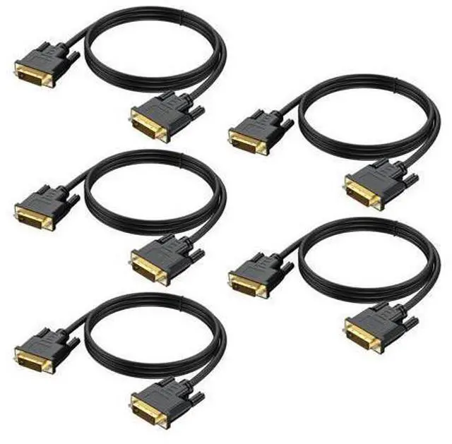 Main image of UVOOI 6 Feet 5-Pack DVI to DVI Cable, DVI-D 24+1 Dual Link, Supports 1080P@60Hz, Black, Compatible with TVs, Monitors, Projectors, DVD Players