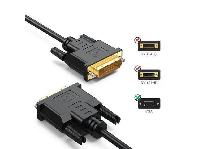 Alt view image 2 of 5 - UVOOI 6 Feet 5-Pack DVI to DVI Cable, DVI-D 24+1 Dual Link, Supports 1080P@60Hz, Black, Compatible with TVs, Monitors, Projectors, DVD Players