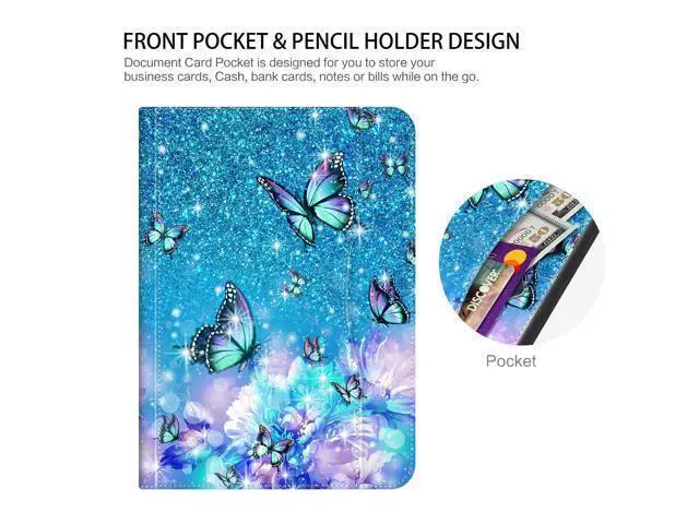 Alt view image 4 of 5 - Rotating iPad Air 11-Inch Case M3/M2, Case for iPad Air 5th/4th Generation 10.9 Inch,360 Swivel Multi-Angle Adjustable Stand Pencil Holder/Pocket/Hand Strap case for iPad Pro 11-inch Flowers Butterfly