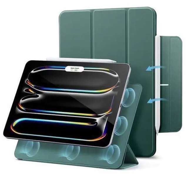 Main image of ESR for iPad Pro 11 Inch Case (M5/M4) 2025/2024, Strong Magnetic Attachment, Slim Trifold Stand Case, Supports Pencil Pro and Pencil(USB-C), Tough Protection, Auto Sleep/Wake, Rebound Series, Green