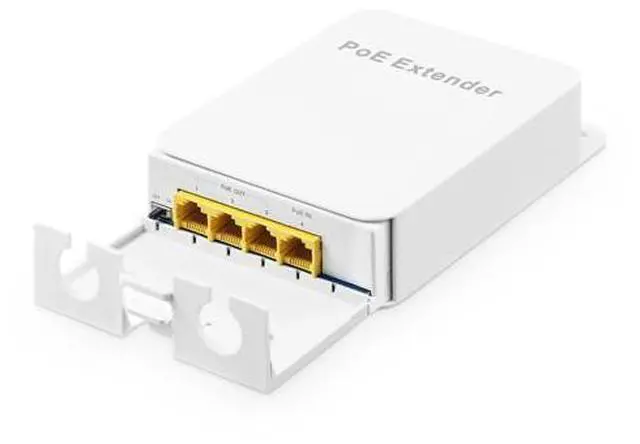 Main image of Outdoor Gigabit PoE Passthrough Switch, 1 PoE in 3 PoE Out Extender, IEEE802.3af/at PoE Powered, 10/100/1000Mbps Ethernet, Wall Mount Waterproof Plug and Play