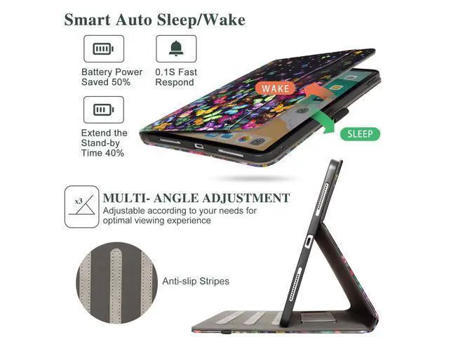 Alt view image 5 of 5 - Lalumix for iPad Pro 13-inch Case (M5) 2025 / (M4) 2024, for iPad Pro 13 Inch Case, for iPad Pro M5/M4 13 Inch Cases Pencil Holder/Hand Strap/Pocket, for iPad Pro 13 Cover Auto Wake/Sleep, Butterfly