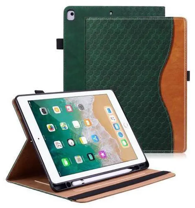 Main image of Varohix Case for iPad 6th/5th Generation, iPad 9.7 Inch 2018/2017 Case PU Leather Cover Multi-Angle Viewing Stand with Card Pocket for iPad Air 2 / iPad Air,Retro Green