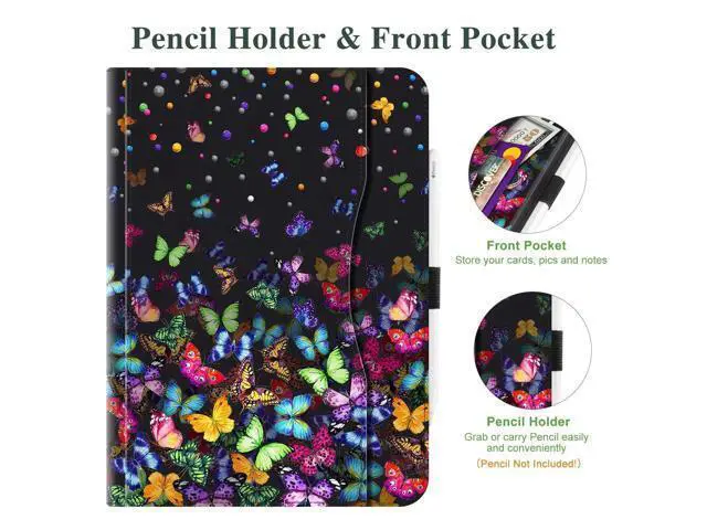Alt view image 4 of 5 - Lalumix for iPad Pro 13-inch Case (M5) 2025 / (M4) 2024, for iPad Pro 13 Inch Case, for iPad Pro M5/M4 13 Inch Cases Pencil Holder/Hand Strap/Pocket, for iPad Pro 13 Cover Auto Wake/Sleep, Butterfly