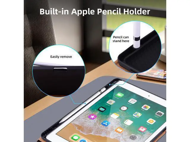 Alt view image 5 of 5 - Varohix Case for iPad 6th/5th Generation, iPad 9.7 Inch 2018/2017 Case PU Leather Cover Multi-Angle Viewing Stand with Card Pocket for iPad Air 2 / iPad Air,Retro Green