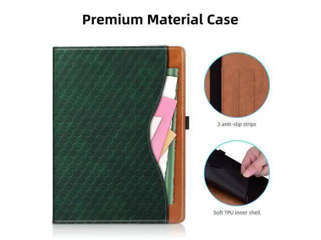 Alt view image 4 of 5 - Varohix Case for iPad 6th/5th Generation, iPad 9.7 Inch 2018/2017 Case PU Leather Cover Multi-Angle Viewing Stand with Card Pocket for iPad Air 2 / iPad Air,Retro Green