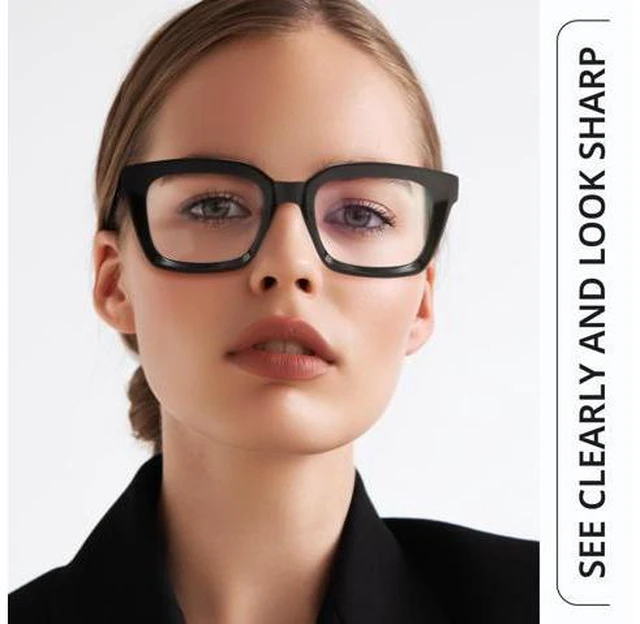 Alt view image 4 of 5 - IBOANN Oversized Blue Light Glasses for Woman, Funky Fashion Glasses With Preppy Look, Reduce Screen Fatigue Computer Glasses