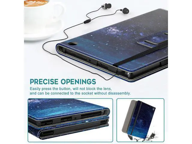 Alt view image 5 of 5 - VORI Case for All-New Amazon Kindle Fire HD 10 Tablet and Fire HD 10 Plus (13th/11th Generation 2023/2021 Release) 10.1" - Slim Folding Stand Folio Cover with Auto Wake/Sleep & Hand Strap, Galaxy