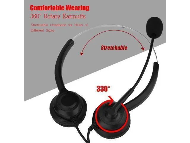 Alt view image 4 of 4 - Call Center USB Headset Noise Cancelling 360° Rotation Earmuffs Mute Function with Microphone for Telephone Computer Desktop Box