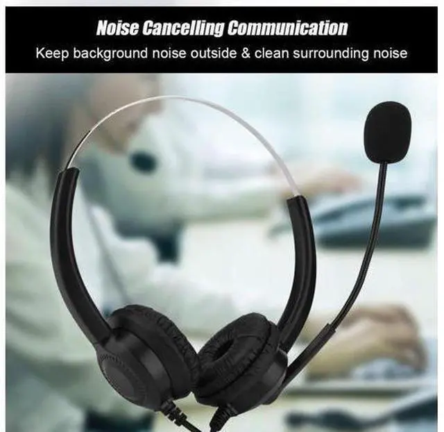 Alt view image 2 of 4 - Call Center USB Headset Noise Cancelling 360° Rotation Earmuffs Mute Function with Microphone for Telephone Computer Desktop Box