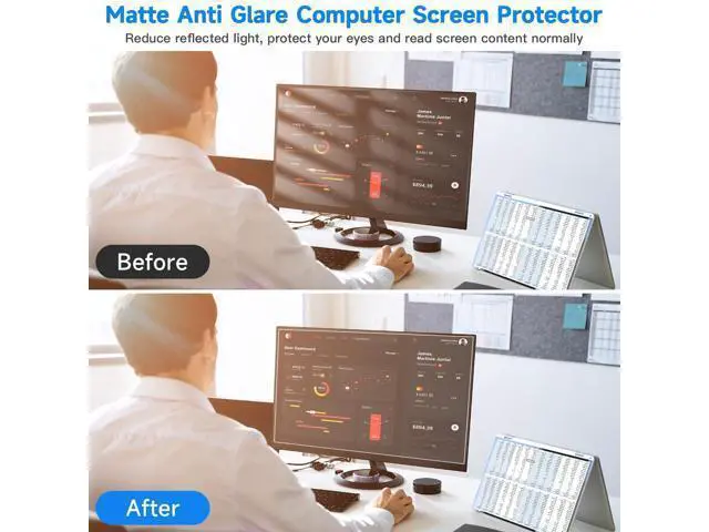 Alt view image 3 of 5 - 2 Pack 24 Inch 16:10 Display Anti Glare Computer Screen Cover, Eye Protection Matte Anti Scratch Anti Glare Film for 24'' Computer Widescreen Monitor