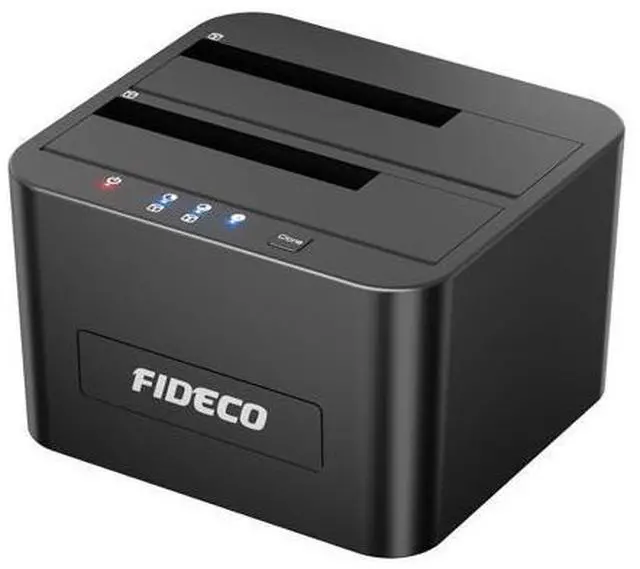 Main image of FIDECO External Hard Drive Docking Station, Hard Drive Dock for 2.5 and 3.5 inch SATA HDD SSD, HDD Docking Station with Dual Bay, USB 3.0 Hard Drive Reader, Support Offline Clone and UASP