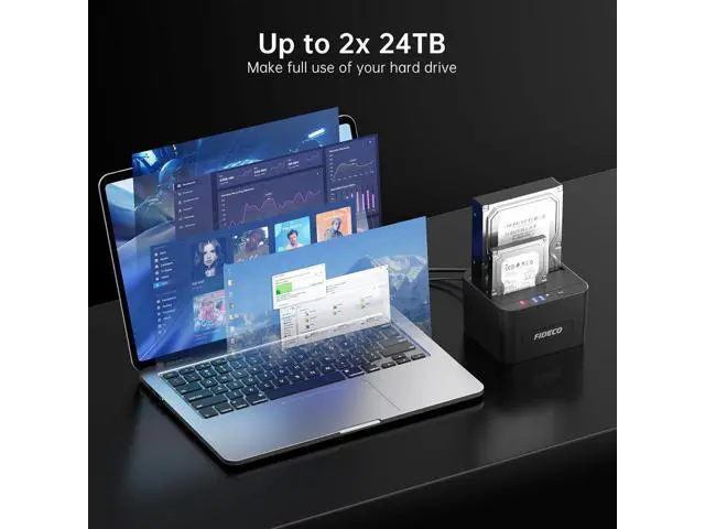 Alt view image 5 of 5 - FIDECO External Hard Drive Docking Station, Hard Drive Dock for 2.5 and 3.5 inch SATA HDD SSD, HDD Docking Station with Dual Bay, USB 3.0 Hard Drive Reader, Support Offline Clone and UASP