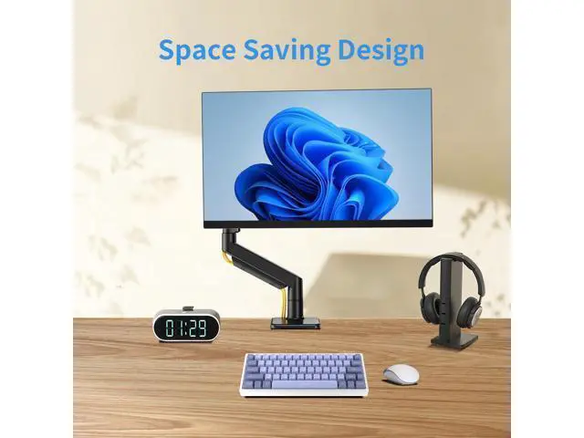 Alt view image 4 of 5 - Single Monitor Stand for 13 to 32 inch Screens, Gas Spring Monitor Arm with Swivel, Tilt, Rotation, Height Adjustable, Desk Mount with C-Clamp and Grommet Base, Holds 4.4 to 19.8lbs Screen, Black