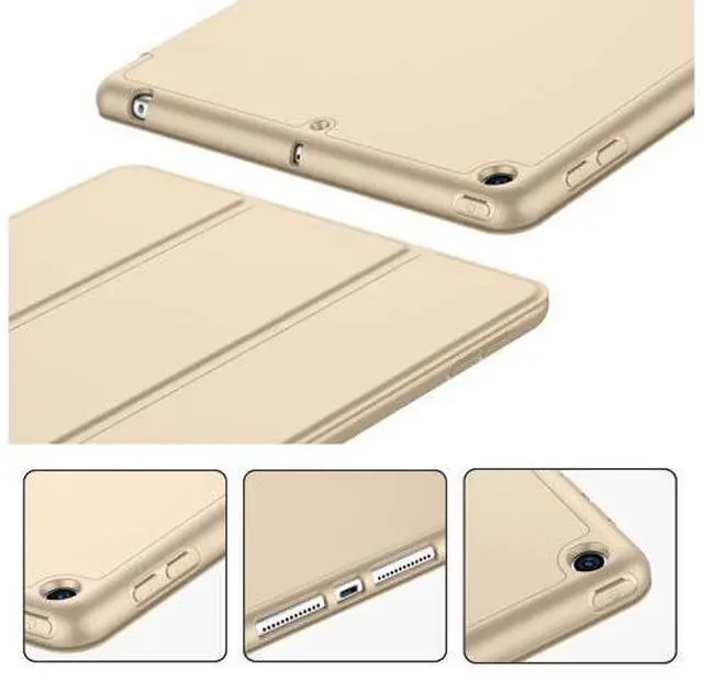 Alt view image 3 of 5 - iMieet iPad 9th Generation Case 2021/iPad 8th Generation Case 2020 10.2 Inch with Pencil Holder, iPad 7th Gen 2019 Case with Soft Baby Skin Silicone Back, Auto Wake/Sleep Cover(Champagne Gold)