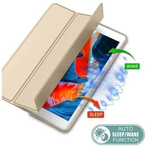 Alt view image 4 of 5 - iMieet iPad 9th Generation Case 2021/iPad 8th Generation Case 2020 10.2 Inch with Pencil Holder, iPad 7th Gen 2019 Case with Soft Baby Skin Silicone Back, Auto Wake/Sleep Cover(Champagne Gold)