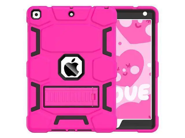 Main image of CCMAO iPad 9th Generation Case, iPad 8th/7th Generation Case, iPad 10.2 2021/2020/2019 Case with Kickstand, Heavy Duty Shockproof Hybrid Three Layer Protective Cover, Pink+Black