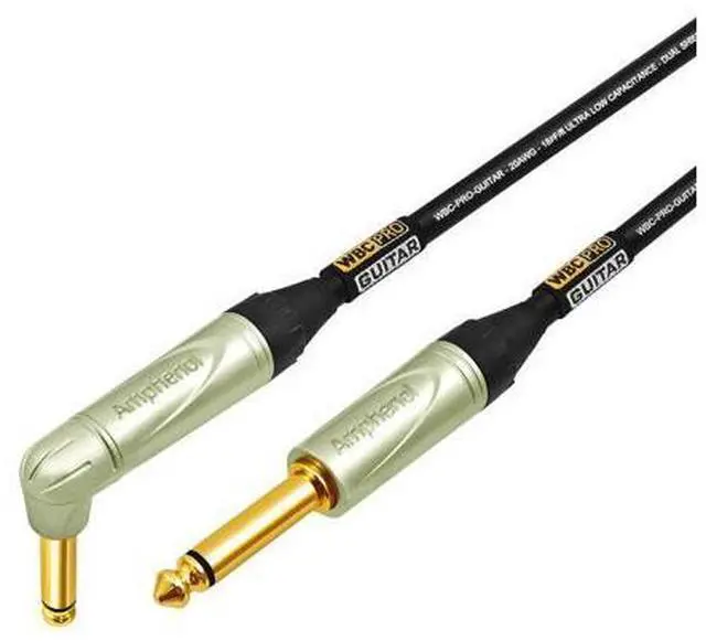 Alt view image 4 of 5 - 1.5 Foot - WBC-PRO-Guitar 20 AWG - Low-Cap (18pF/ft) Pro-Grade Graphite-Based - Dual-Shielded Guitar, Bass, Instrument Cable with Amphenol QM2R-AU & QM2P-AU Inch (6.35mm) Gold TS Connectors