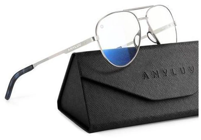 Main image of ANYLUV Blue Light Blocking Glasses Men, Pilot Style Computer Gaming Glasses Lightweight Metal Frame & Comfortable Nose Pad