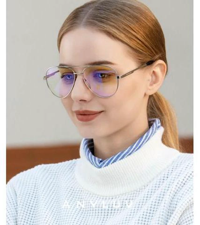 Alt view image 2 of 5 - ANYLUV Blue Light Blocking Glasses Men, Pilot Style Computer Gaming Glasses Lightweight Metal Frame & Comfortable Nose Pad