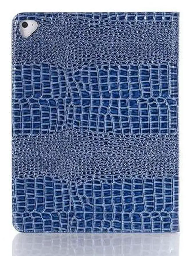 Alt view image 2 of 5 - iPad Pro 1st 2nd (12.9 inch) Case for Women, DMaos Synthetic Crocodile Leather Stand Folio Smart Cover, Auto Sleep/Wake, Document Card Holder - Blue