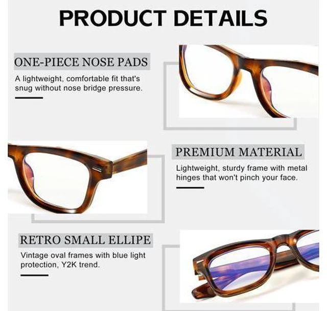 Alt view image 4 of 5 - SIPHEW Women's Blue Light Blocking Glasses - Narrow Rectangular Acetate Tr90 Frame Anti Blue Light Glasses for Women