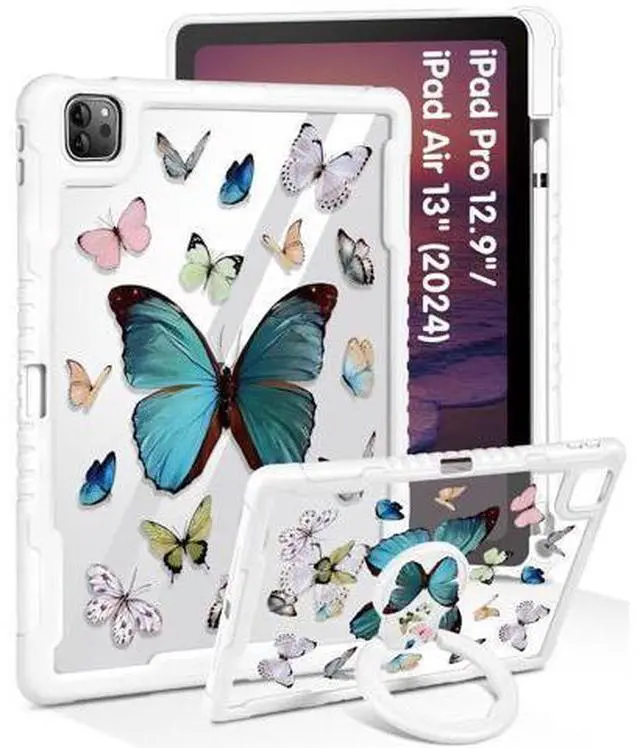 Main image of Uppuppy for iPad Pro 12.9 Case for iPad Air 13 Inch M3 2025 & M2 2024 Case - Women Girls Cute with Stand & Pencil Holder Cover Butterfly Protective for Apple 12.9 inch for iPad Pro Air 13 2024/2025