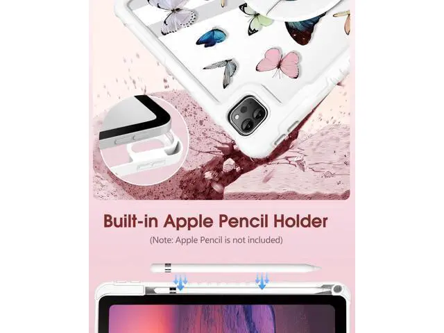 Alt view image 5 of 5 - Uppuppy for iPad Pro 12.9 Case for iPad Air 13 Inch M3 2025 & M2 2024 Case - Women Girls Cute with Stand & Pencil Holder Cover Butterfly Protective for Apple 12.9 inch for iPad Pro Air 13 2024/2025