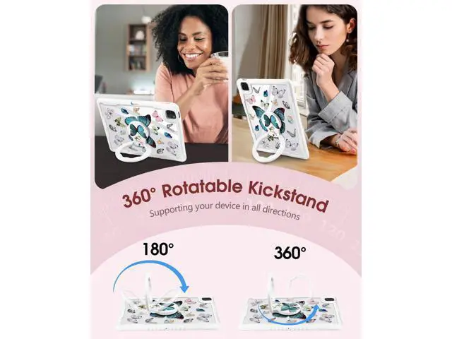 Alt view image 4 of 5 - Uppuppy for iPad Pro 12.9 Case for iPad Air 13 Inch M3 2025 & M2 2024 Case - Women Girls Cute with Stand & Pencil Holder Cover Butterfly Protective for Apple 12.9 inch for iPad Pro Air 13 2024/2025