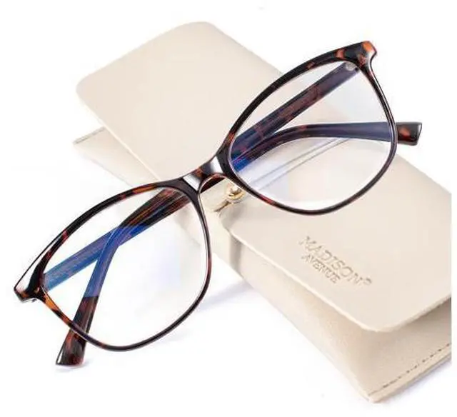 Main image of Madison Avenue Blue Light Blocking Glasses Anti Eyestrain UV Glare Blue Light Glasses for Women with Case, TV Phone Computer Gaming Eyeglasses (Demi)