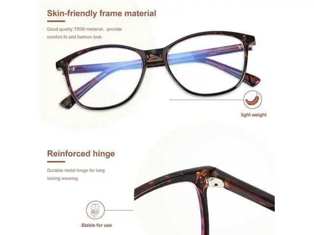 Alt view image 3 of 5 - Madison Avenue Blue Light Blocking Glasses Anti Eyestrain UV Glare Blue Light Glasses for Women with Case, TV Phone Computer Gaming Eyeglasses (Demi)