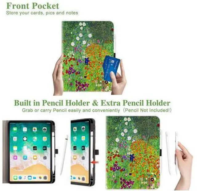 Alt view image 4 of 5 - Vimorco for iPad Air M3/M2 11 Inch Case 2025/2024, for iPad Air 5th/4th Generation Cover 10.9-inch, for iPad Pro 11 Inch Case 4th/3rd/2nd/1st Generation, Pencil Holder/Hand Strap/Pocket, Garden