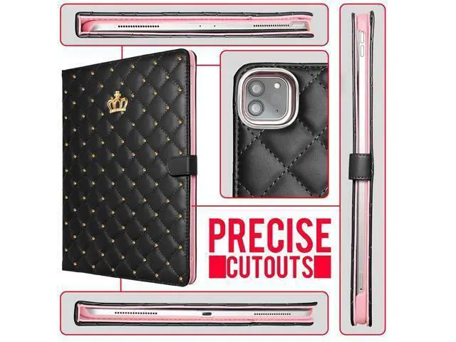 Alt view image 4 of 5 - Changjia for iPad Air 13 Inch Case M3 2025/M2 2024, iPad Pro 12.9 (6th/5th/4th Gen 2022/2021/2020),Cute Crown Rhinestone Elegant PU Leather Auto Sleep/Wake Stand Protective Case for iPad Air 13",Black