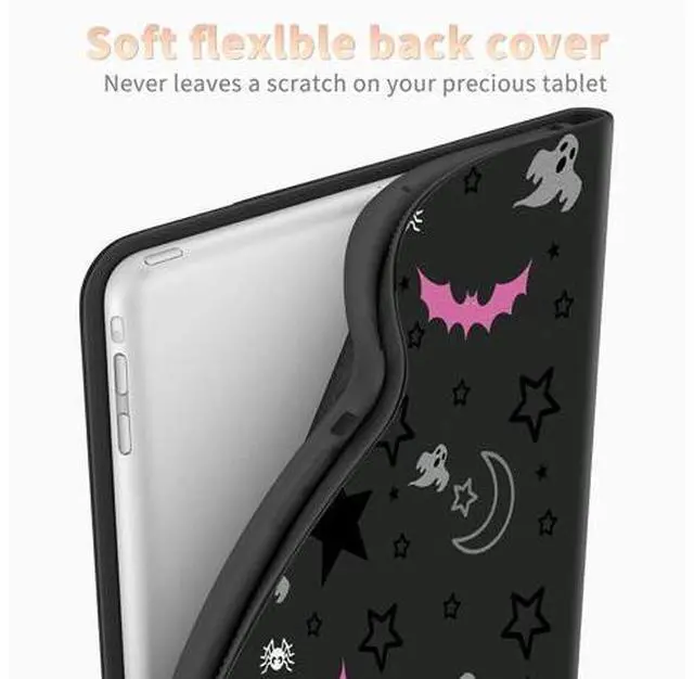 Alt view image 3 of 5 - for All-New Kindle Paperwhite 12th Gen 2024 (7") & Kindle Colorsoft Signature Edition 7" Case with Gothic Skull Moon Stars Bat, Folding Multi-Viewing Angles Stand Cover with Auto Sleep & Wake