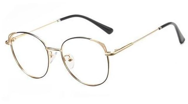 Alt view image 2 of 5 - Cyxus Round Blue Light Blocking Glasses Metal Frame UV Filtering Computer Glasses Clear Lens For Men Women 8168 Black Gold