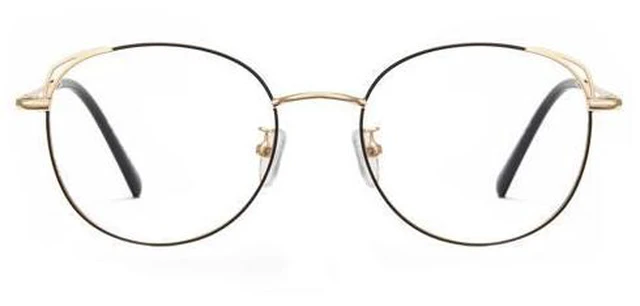 Main image of Cyxus Round Blue Light Blocking Glasses Metal Frame UV Filtering Computer Glasses Clear Lens For Men Women 8168 Black Gold