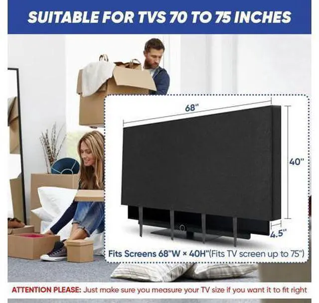 Alt view image 4 of 5 - TV Cover for Moving & Shipping, 70"-75" Flat Screens TV Cover Protector Heavy Duty Felt Anti-Scratch Dust Resistant with Straps for Protection TV Moving Home Renovation Pet Scratch or Other Furniture